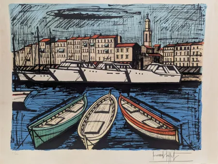 石版画 Buffet - Saint-Tropez, les yachts 