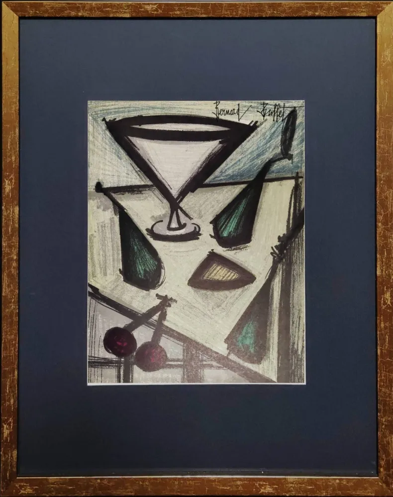 石版画 Buffet - Still Life with a Glass