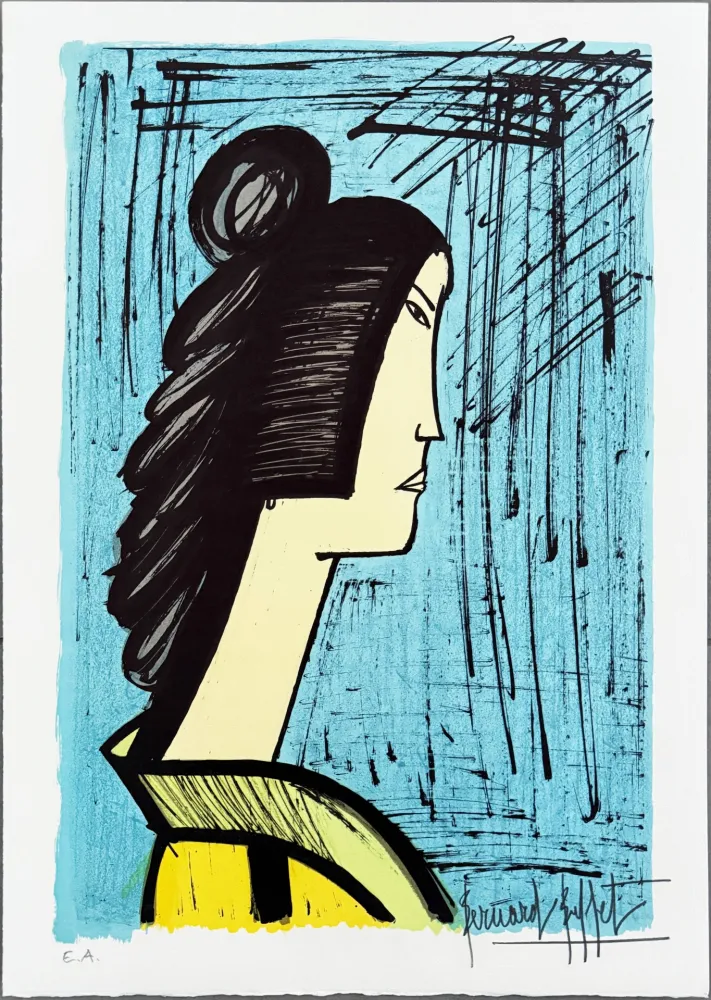 石版画 Buffet - Une femme japonaise