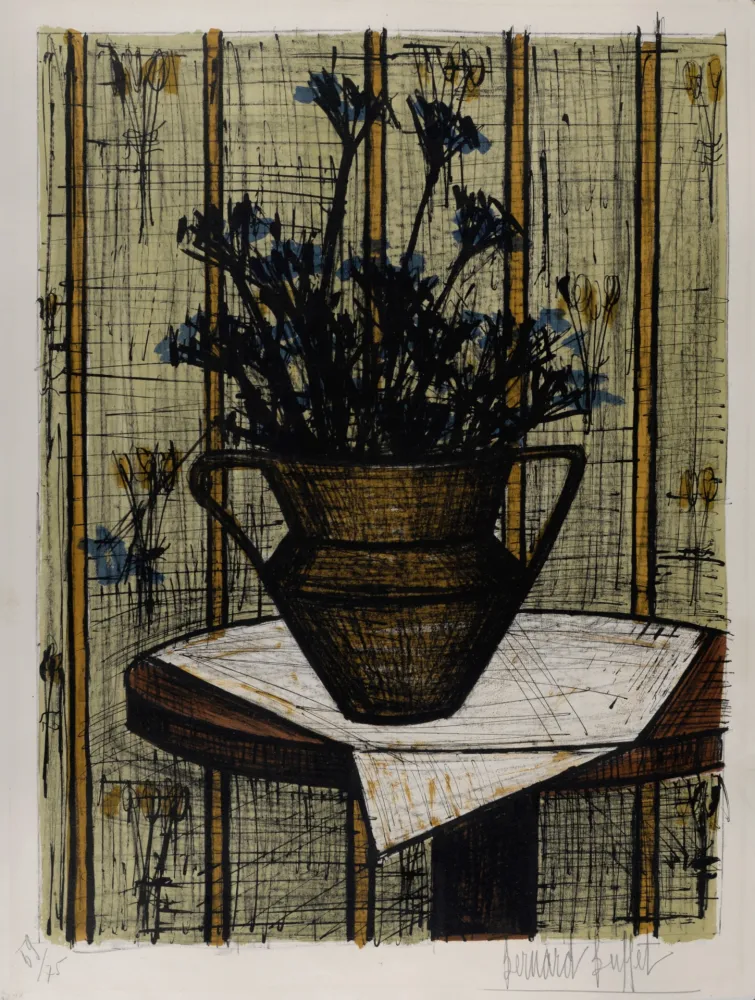 石版画 Buffet - Vase de fleurs, 1964