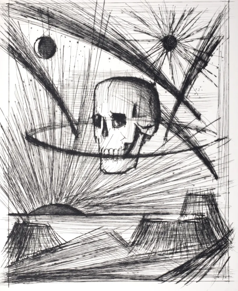 干刻版画 Buffet - Voyages fantastiques de Cyrano de Bergerac, 1958