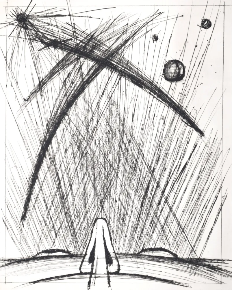 干刻版画 Buffet - Voyages fantastiques de Cyrano de Bergerac, 1958