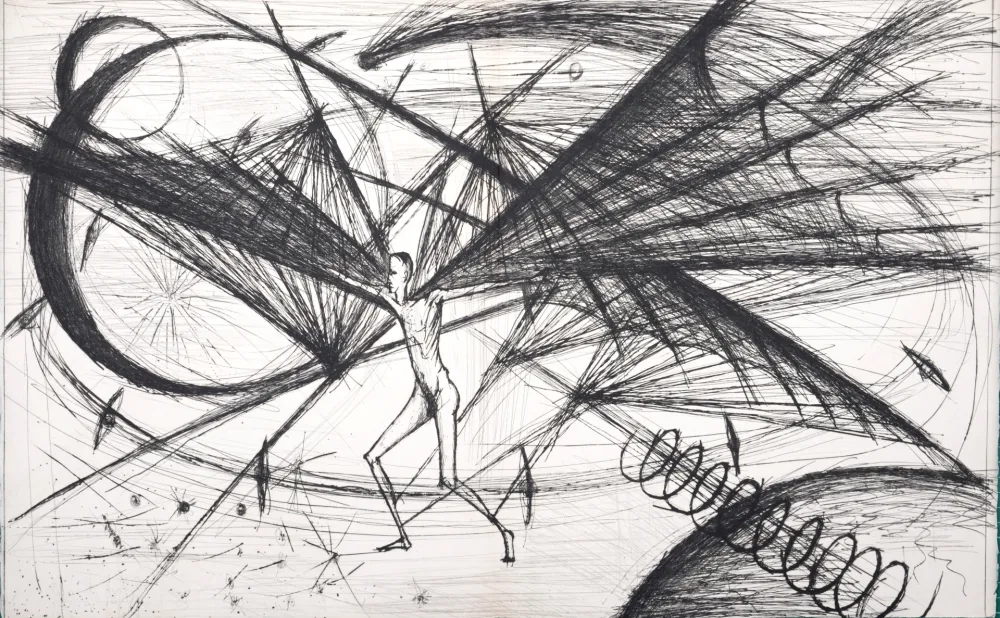 干刻版画 Buffet - Voyages fantastiques de Cyrano de Bergerac, 1958