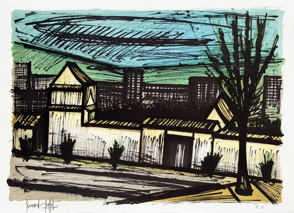 石版画 Buffet - Vue depuis l'hôtel, Kyoto