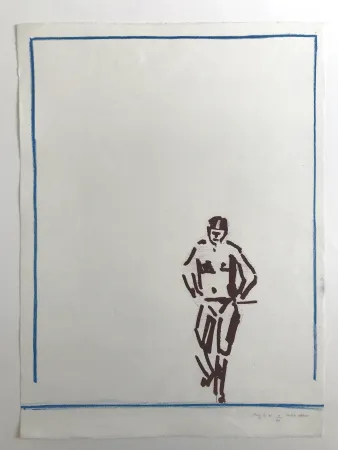 石版画 Buraglio - Station debout