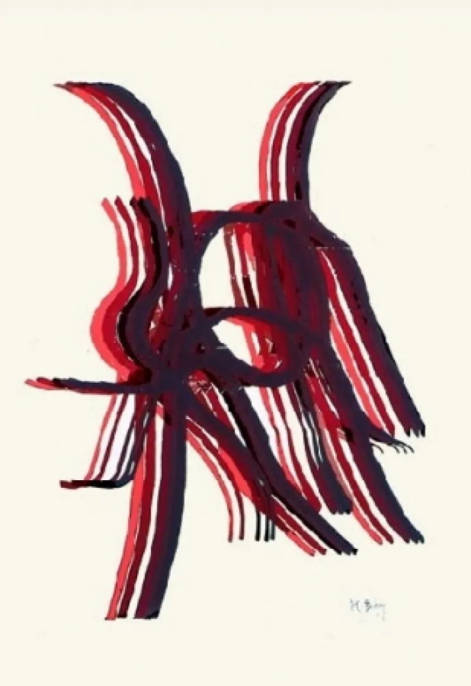 石版画 Bury - Quatre bâtons entre deux