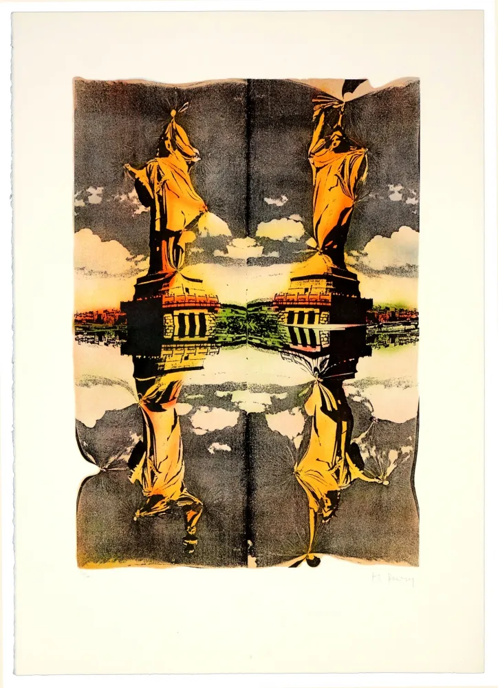 石版画 Bury - Statue de la liberté