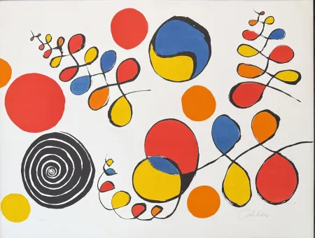 石版画 Calder - Alexander Calder (1898-1976) -Floating Helix -Color lithograph on paper - 1976
