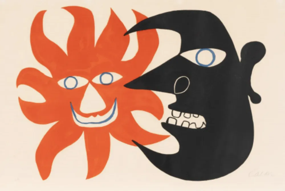 石版画 Calder - Black Moon and Red Sun, ca