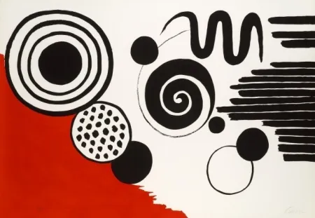 石版画 Calder - Composition au serpent noir