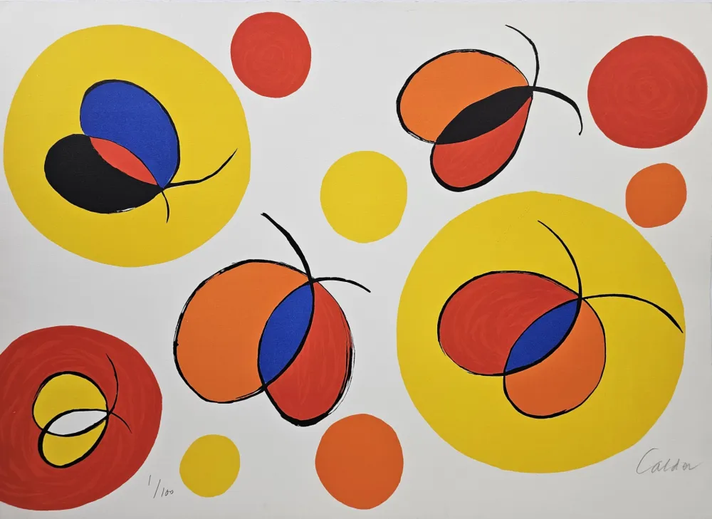 石版画 Calder - Composition with Butterflies