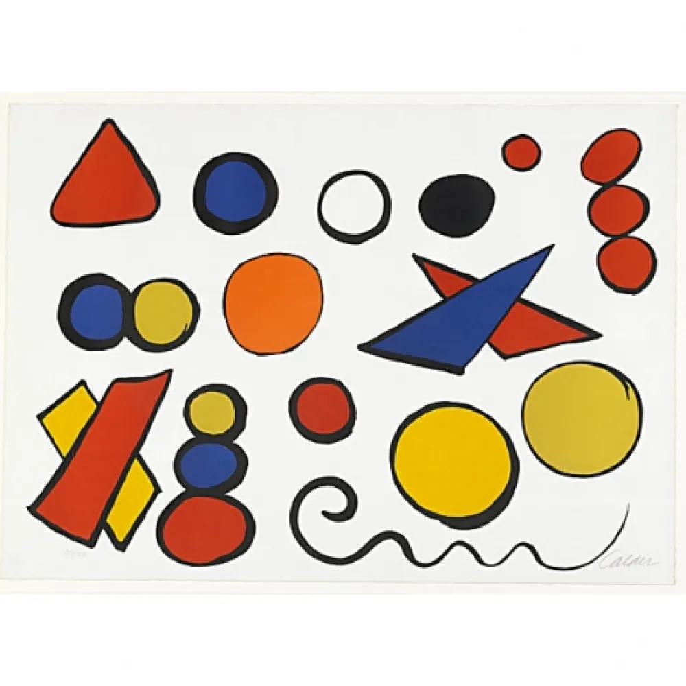 石版画 Calder - Composition with Circles, Triangles and other Shapes 
