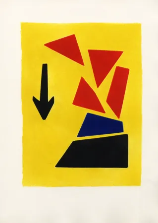 飞尘腐蚀法 Calder - FÊTES. 7ème planche de la suite des 7 aquatintes (1971)