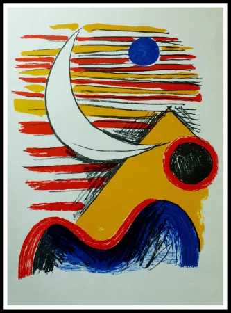石版画 Calder - LA LUNE ET LA MONTAGNE