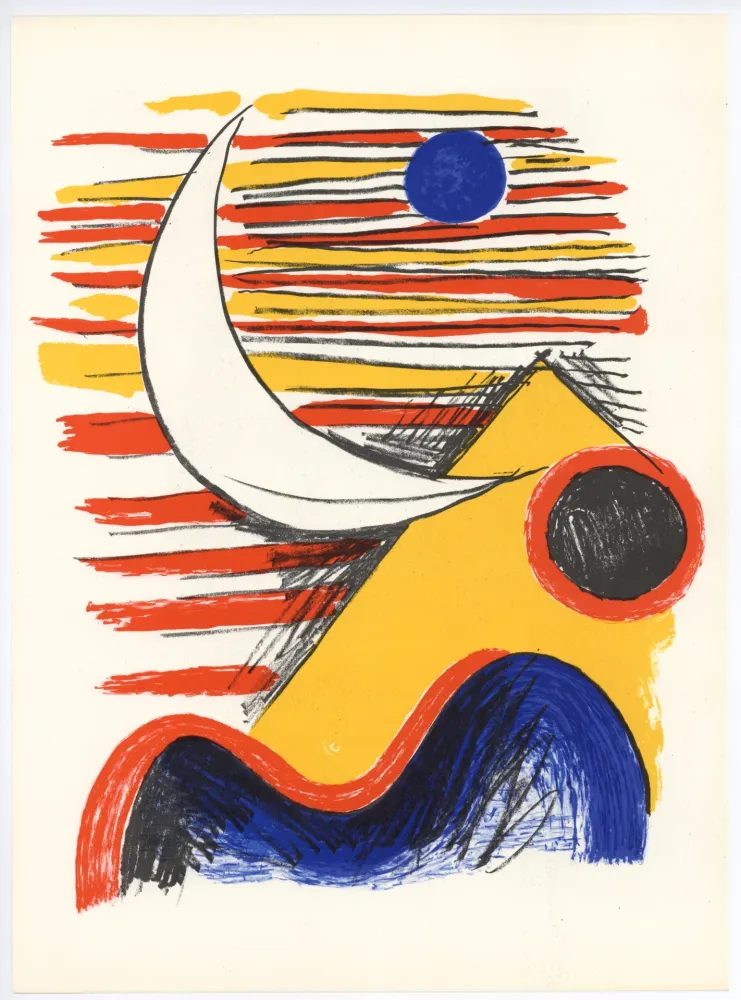 石版画 Calder - La Lune et la Montagne Jaune