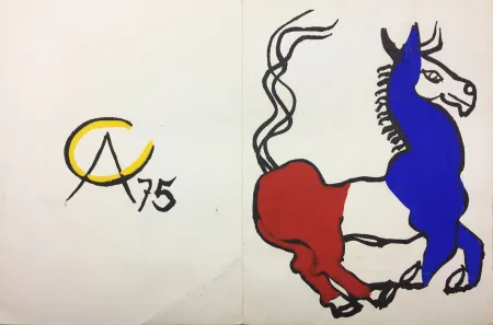 无技术 Calder - L'ÂNE TRICOLORE (BLEU BLANC ROUGE),1975. Carte originale gouachée par Alexander Calder.