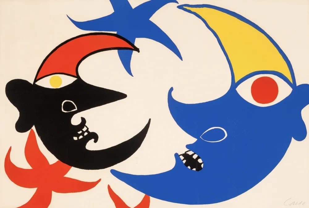 石版画 Calder - Les Deux Lues