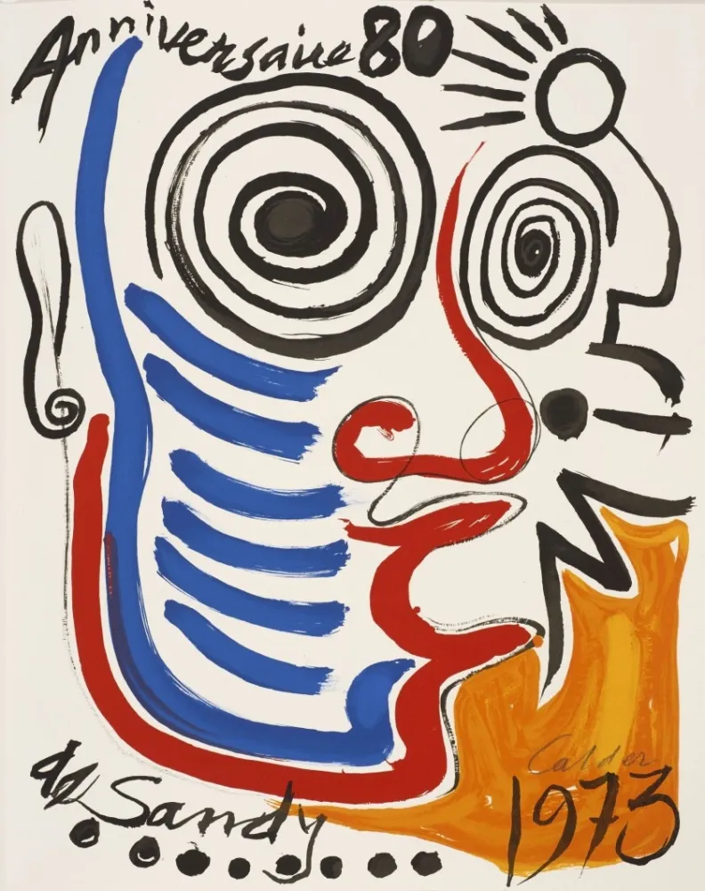 石版画 Calder - Lithographie sur vélin d'Arches. Signée 