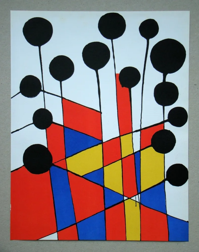 石版画 Calder - Mosaique et ballons noirs