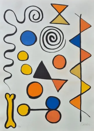 石版画 Calder - Os et Serpent