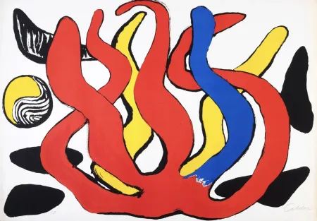 石版画 Calder - Red, Yellow and Blue Coral with Shells