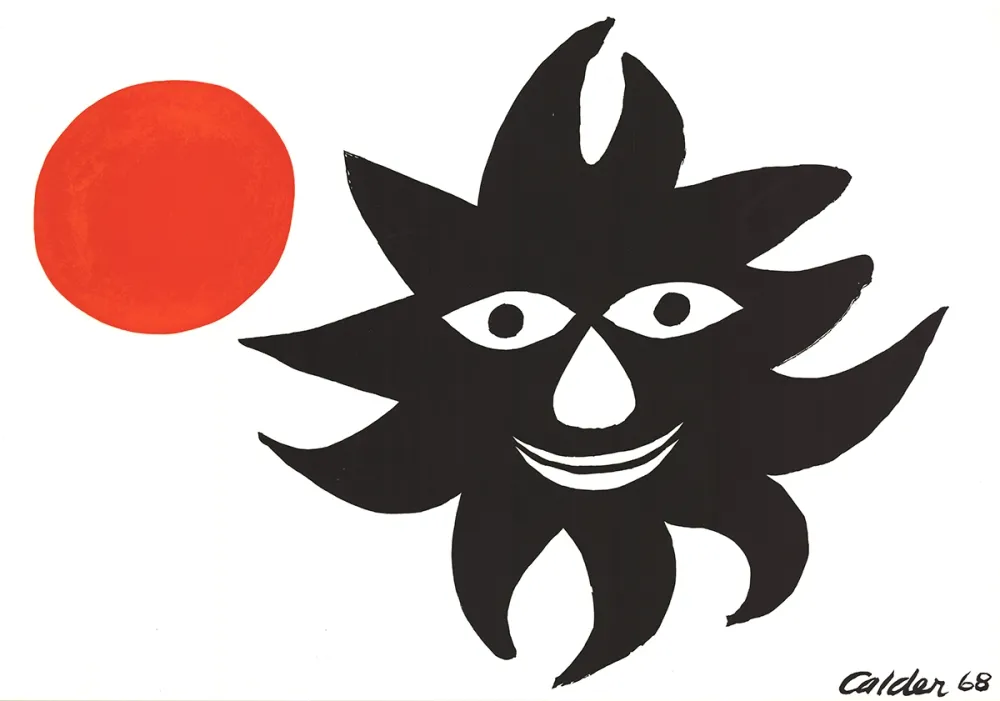 石版画 Calder - SOLEIL ET LUNE (Sun and Moon) Lithographie originale de 1968
