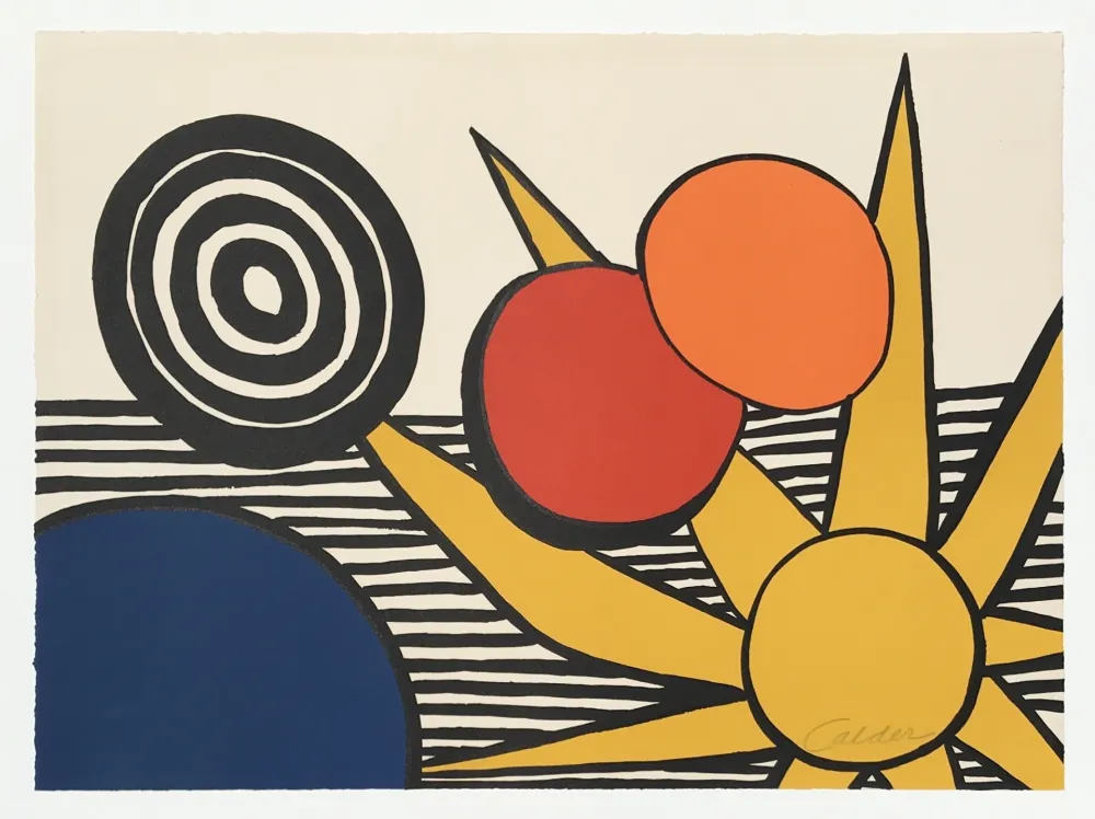 石版画 Calder - Sun with Planets