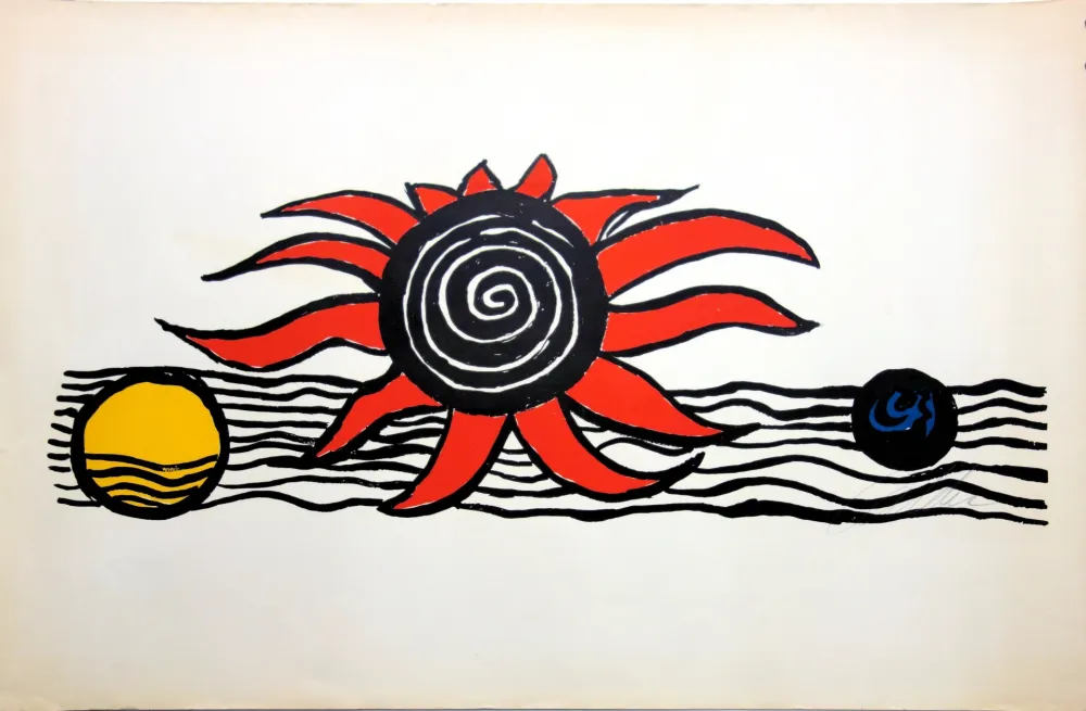 石版画 Calder - The red sun
