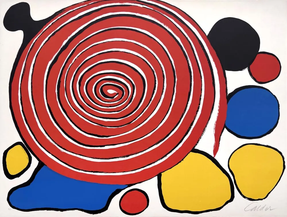 石版画 Calder - Untitled (Red Spiral)
