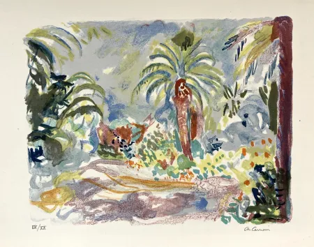 石版画 Camoin - Jardin exotique. 