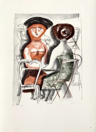 石版画 Campigli (After) - Al Tavolino