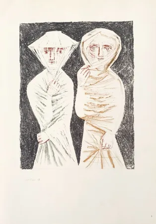 石版画 Campigli (After) - Donne velate
