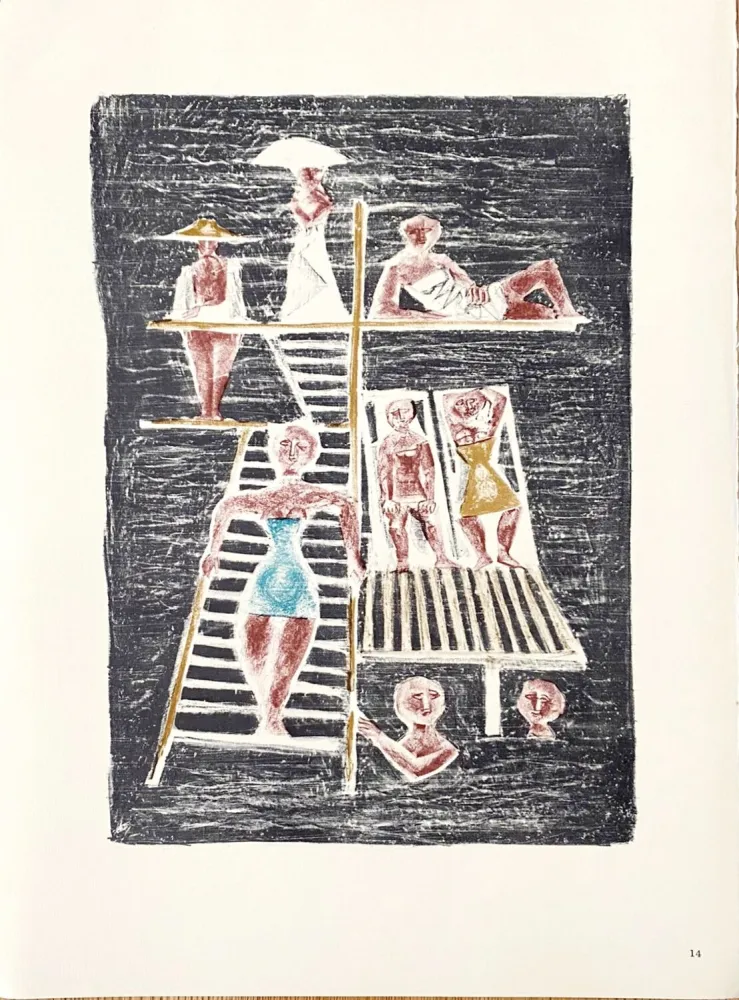 石版画 Campigli (After) - Il Trampolino