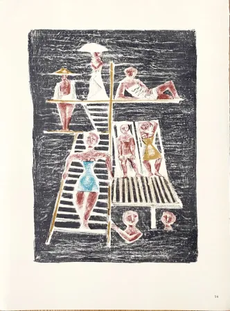 石版画 Campigli (After) - Il Trampolino