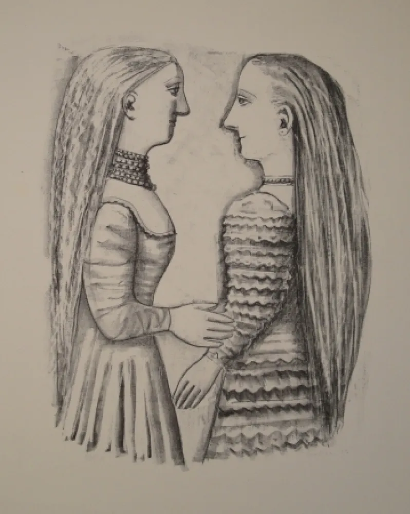 石版画 Campigli - Due Donne di Profilo
