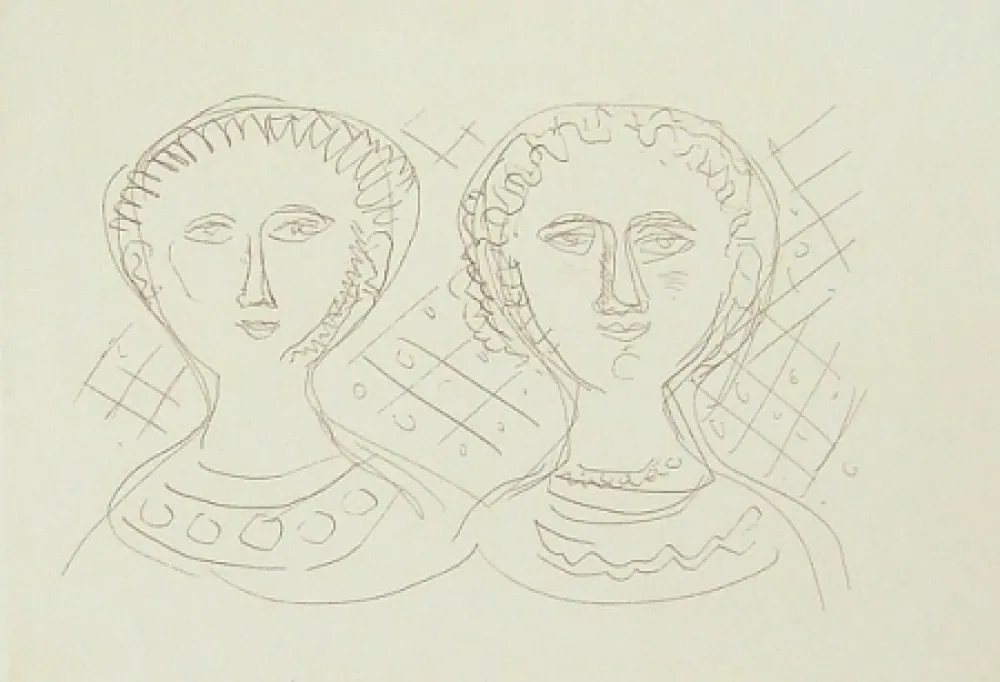 版画 Campigli - Due visi