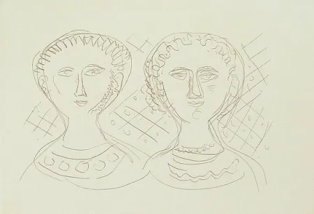 版画 Campigli - Due visi