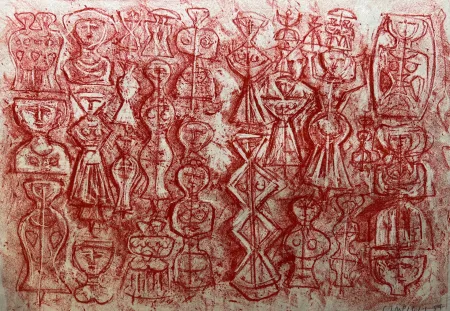 石版画 Campigli - FOLLA DI DONNE