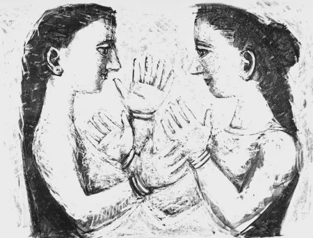 石版画 Campigli - Gioco con il filo