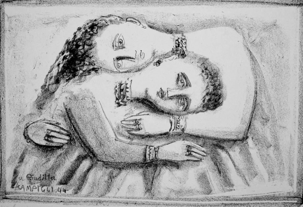 石版画 Campigli - Il distacco