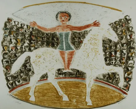 石版画 Campigli - La cavallerizza
