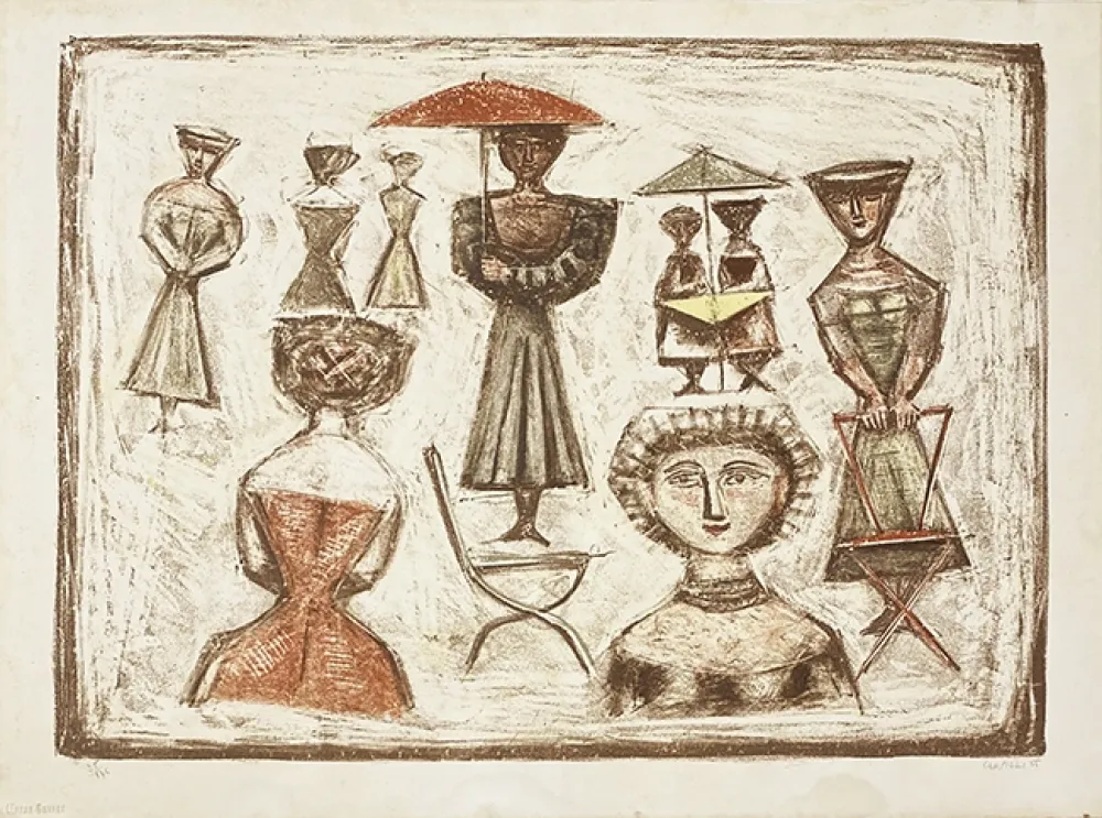 石版画 Campigli - Passeggiata Romana