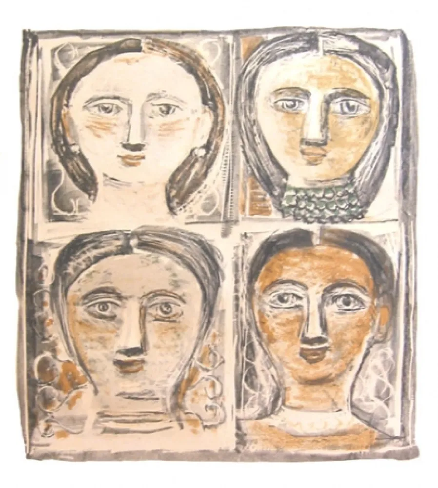 石版画 Campigli - Quattro teste