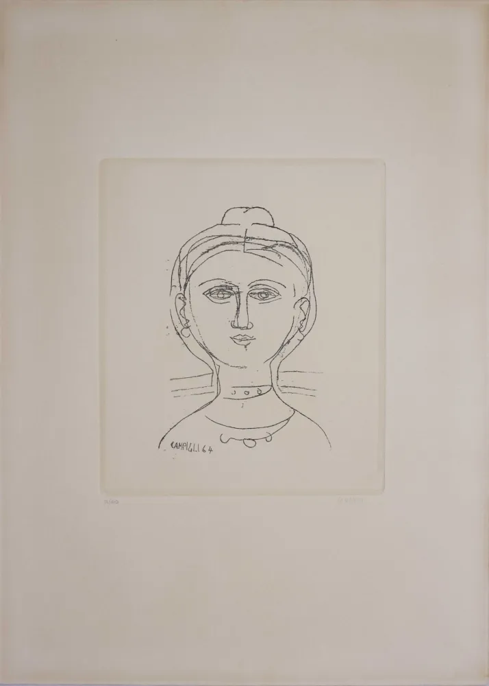 版画 Campigli - Volto femminile