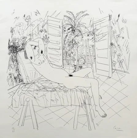 石版画 Cane - Nu à l'atelier I