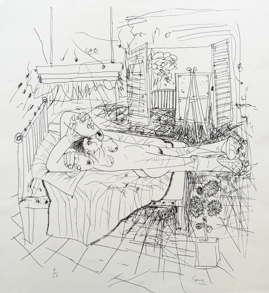 石版画 Cane - Nu à l'atelier III