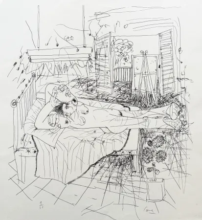 石版画 Cane - Nu à l'atelier III