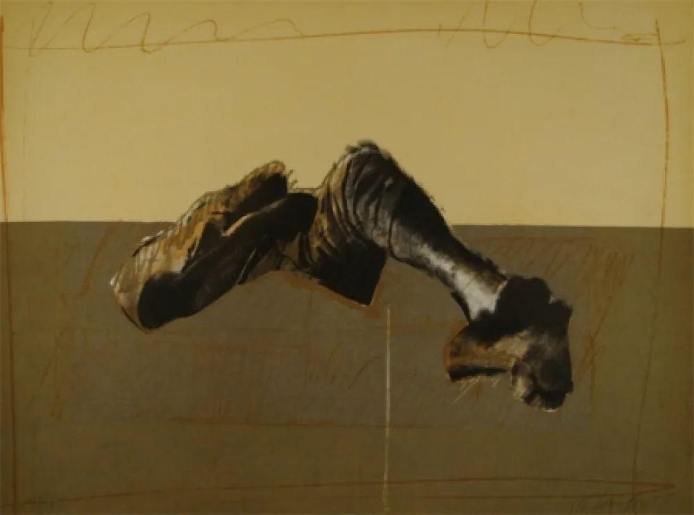 石版画 Canogar - Figura en paisaje