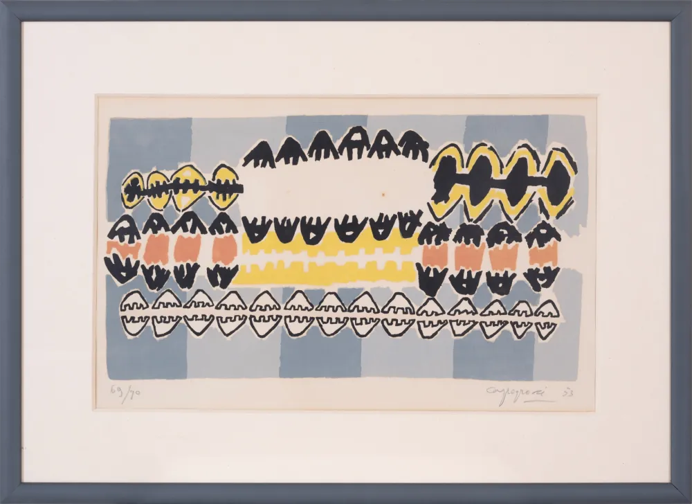 石版画 Capogrossi - Giuseppe Capogrossi (1900-1972) - Coloured lithograph on paper - 1953