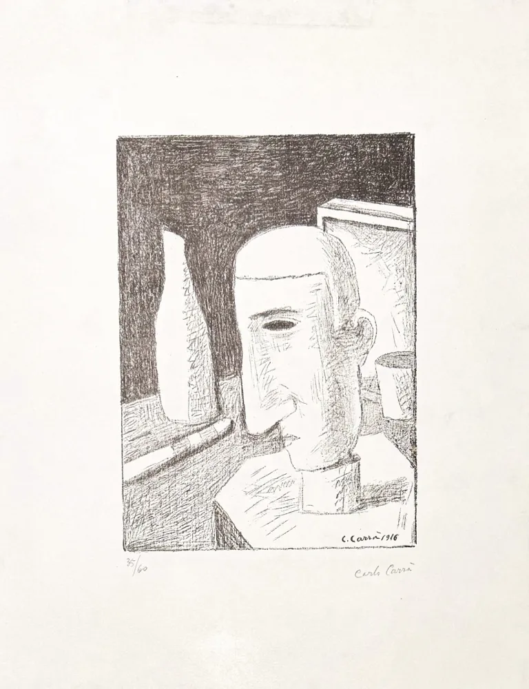 石版画 Carra - Carlo Carrà (1881–1966) – Gentiluomo ubriaco – Zinc lithograph – 1949